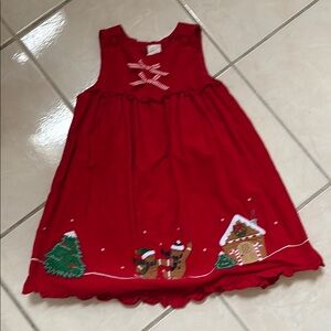 Red Toddler Holiday Dress with Festive Embroidery